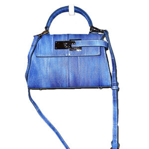 JW Pei Women's Blue Vegan Leather Mini Handbag Crossbody Elise NWOT